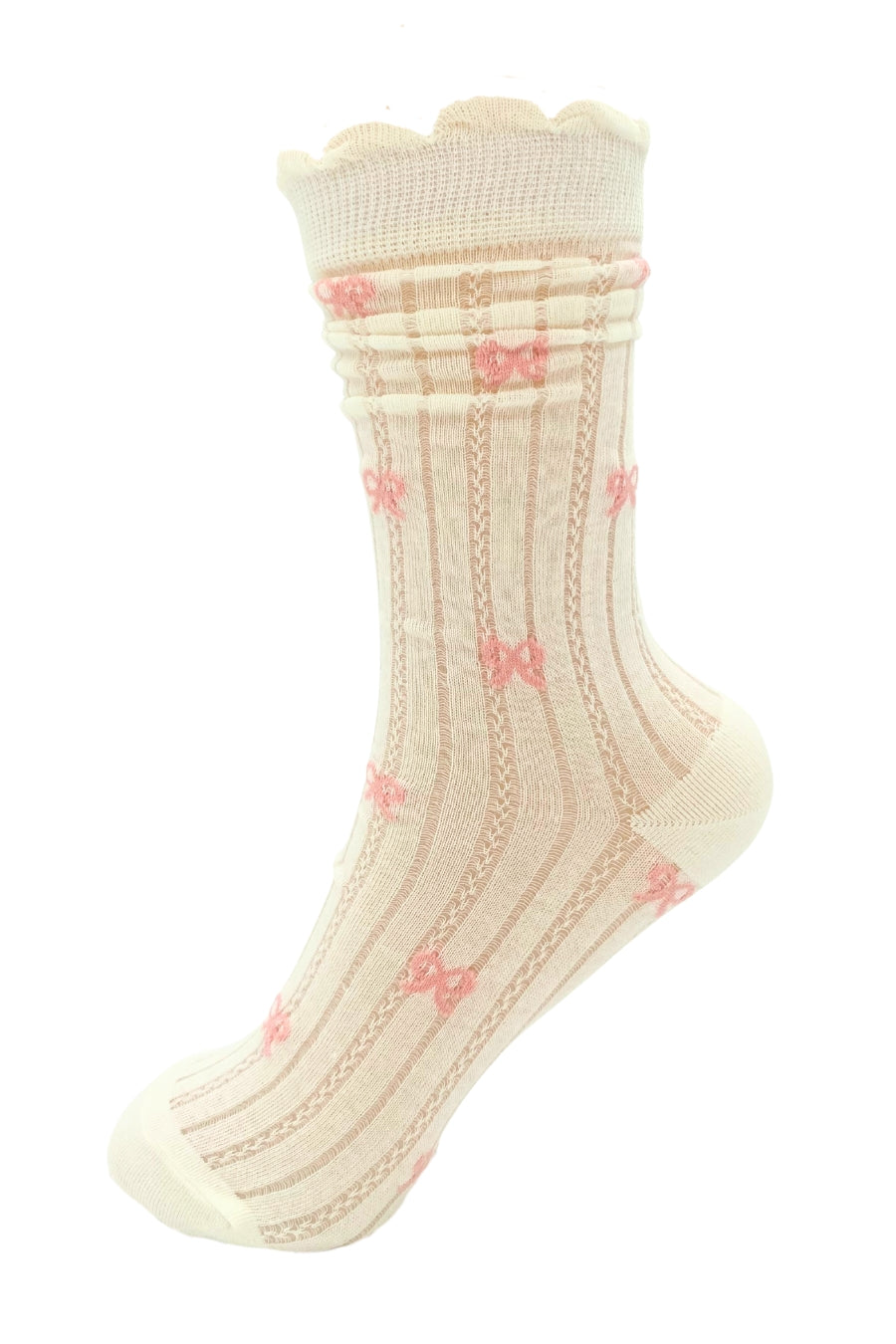 Striped Bow Crew Socks