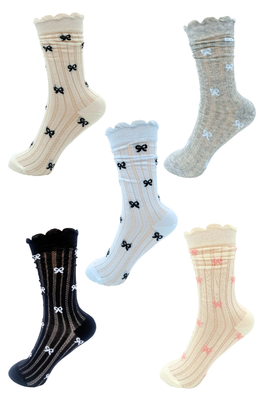 Striped Bow Crew Socks