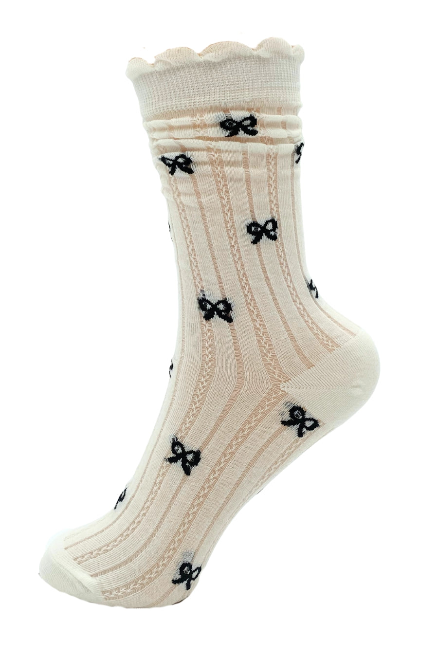 Striped Bow Crew Socks
