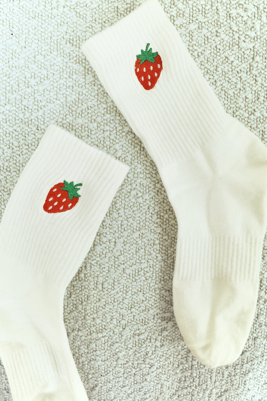 Strawberry: Embroidered Crew Socks