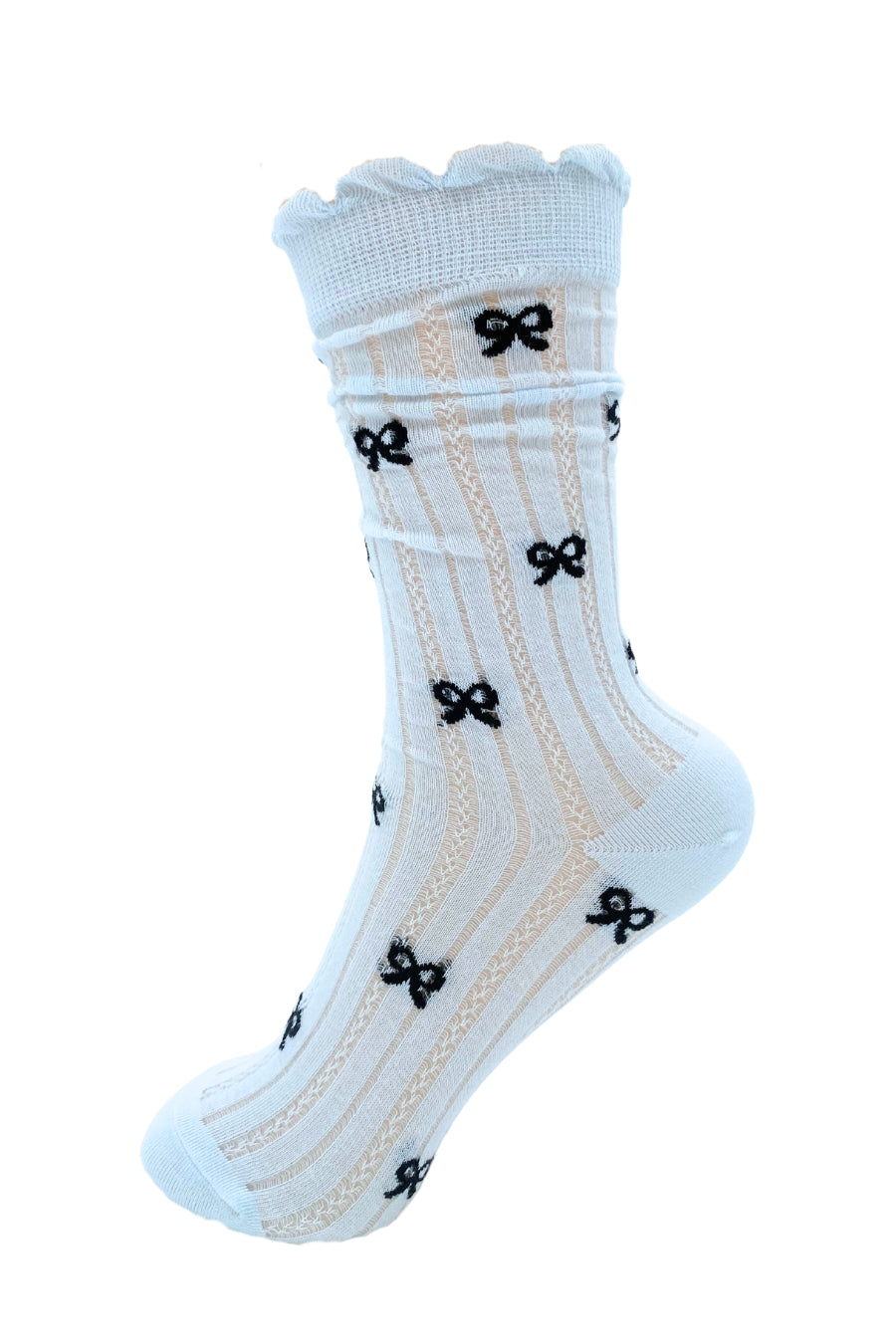Striped Bow Crew Socks