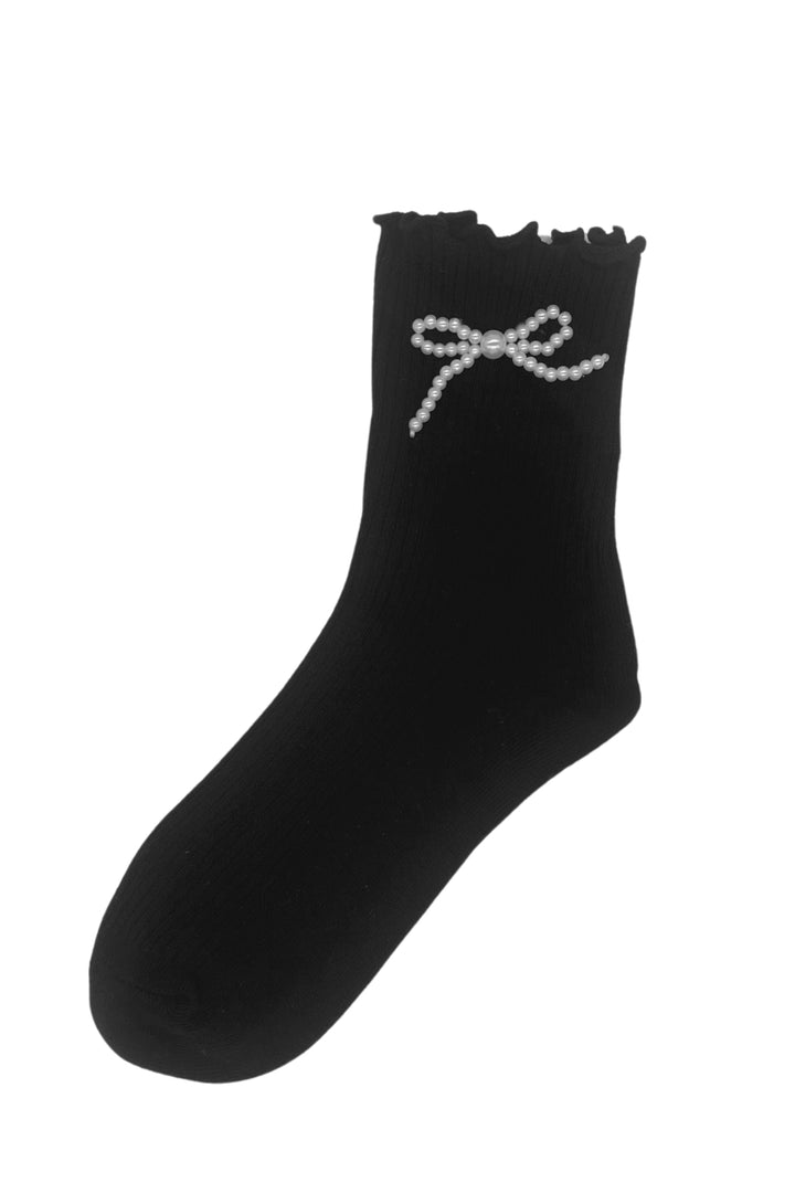 Pearl Grace Socks - Black