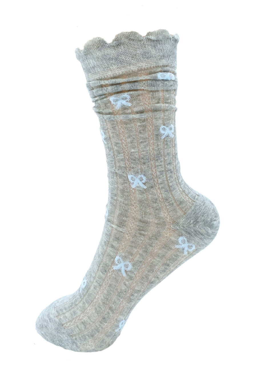 Striped Bow Crew Socks