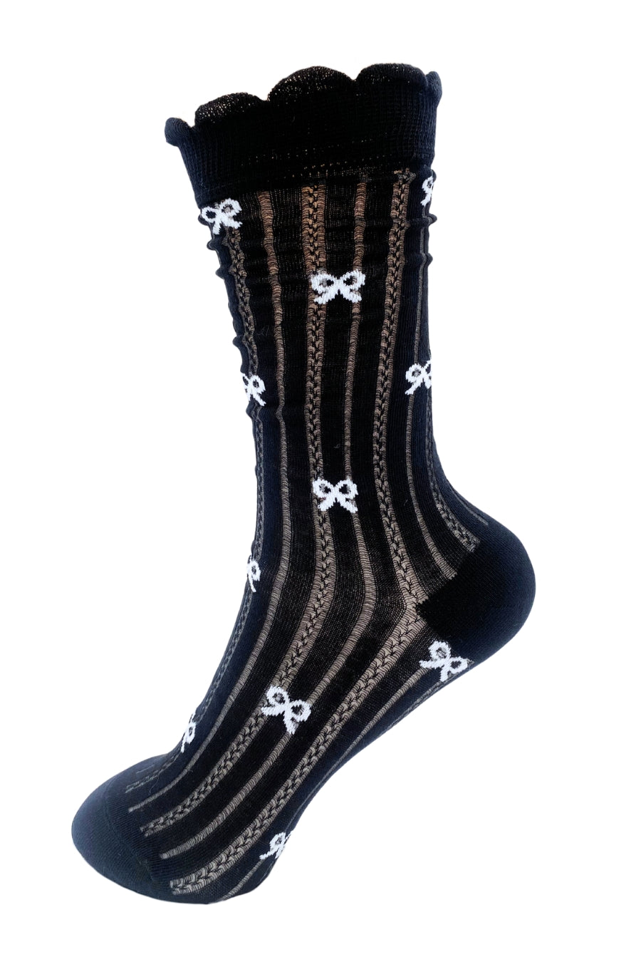 Striped Bow Crew Socks