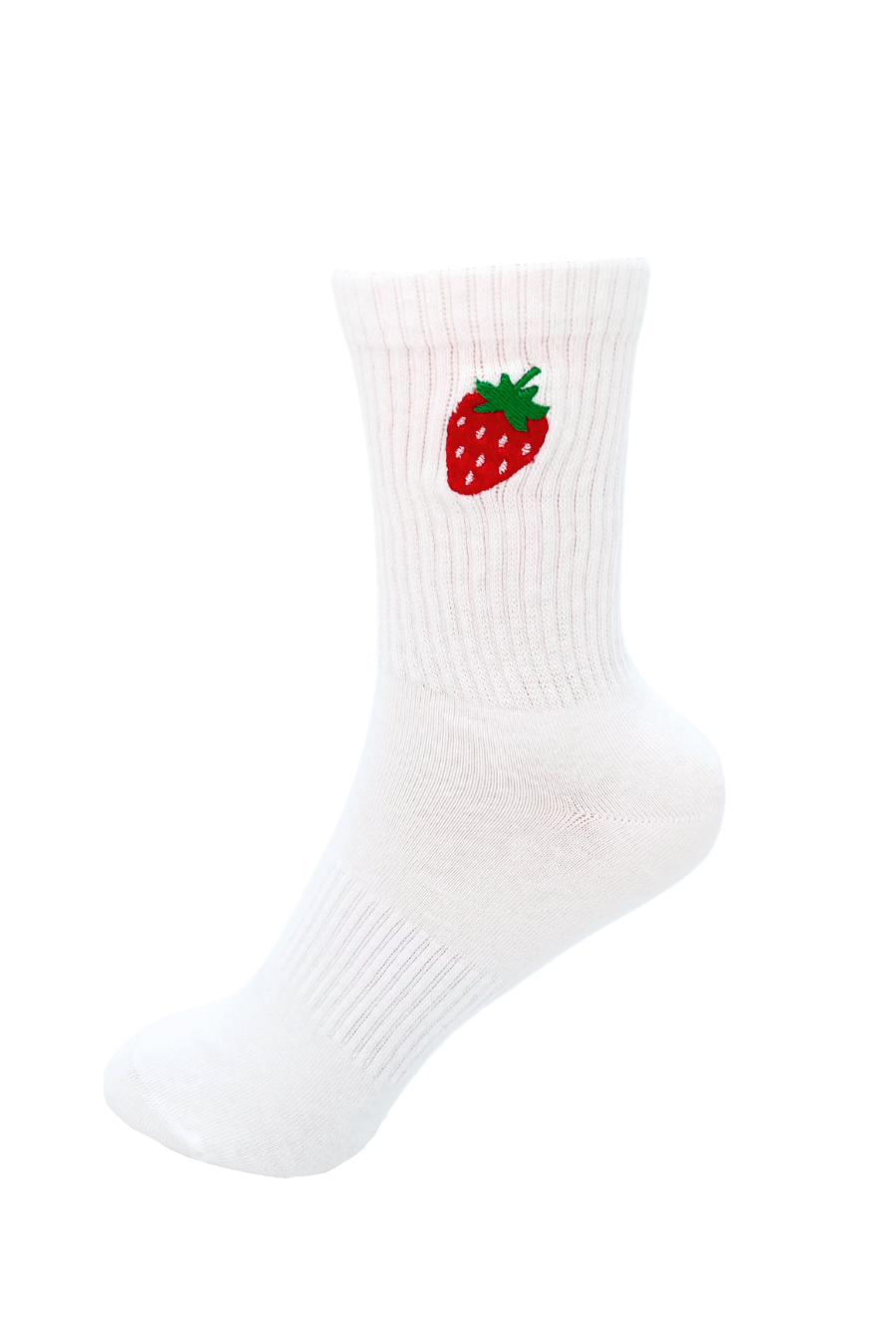 Strawberry: Embroidered Crew Socks