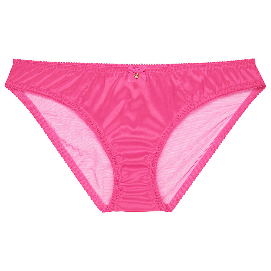 Chouchou Intimates Audrey Bikini Brief - Hot Pink Satin & Sheer Mesh