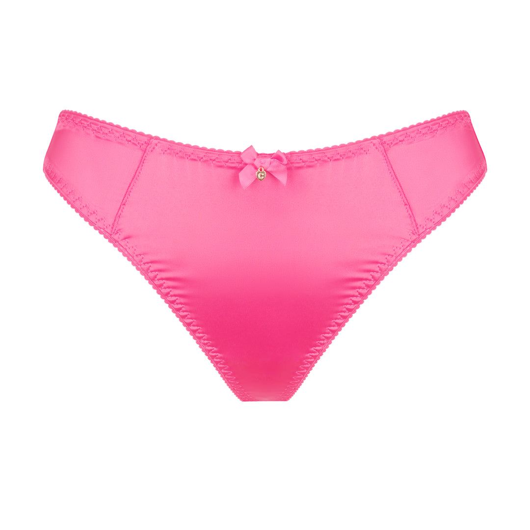 Chouchou Intimates Audrey Bikini Brief - Hot Pink Satin & Sheer Mesh